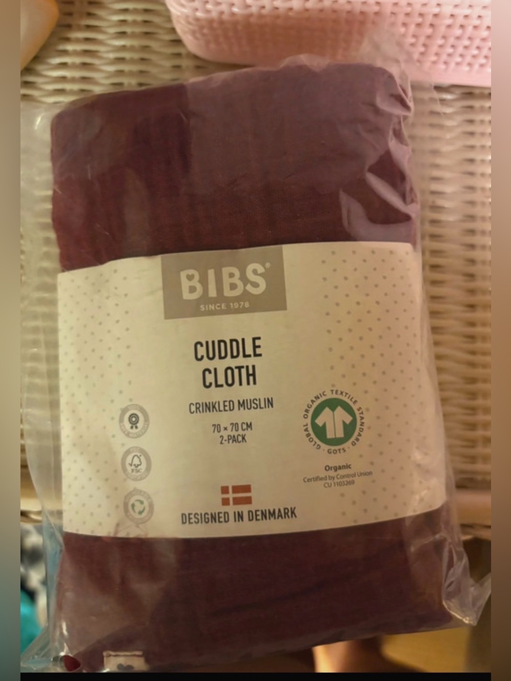 Crinkled Muslin Cuddle Cloth - Wine